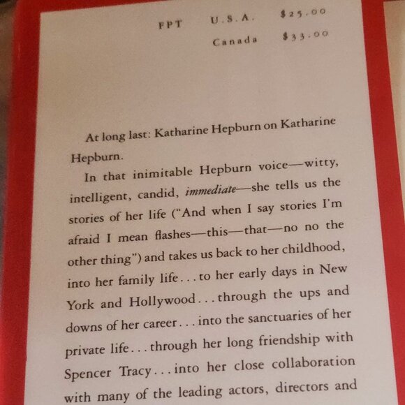 Katharine Hepburn "Me - Stories of My Life" w/165 pics. Like new. Hardcover - Picture 7 of 7